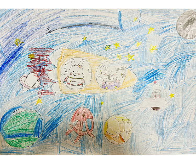 宇宙を旅するおきたくんとめざめちゃん